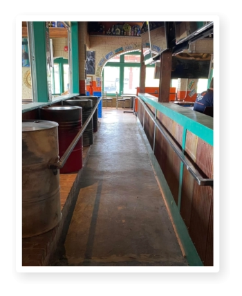 handrail with custom destressed barrels