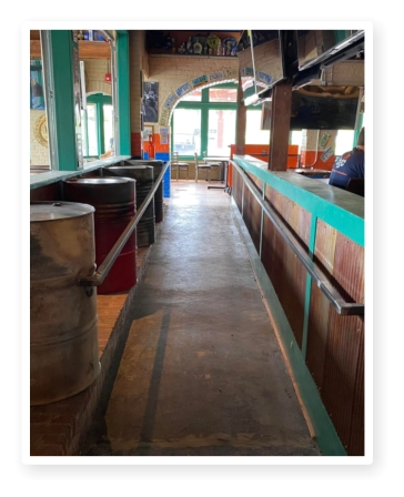 handrail with custom destressed barrels