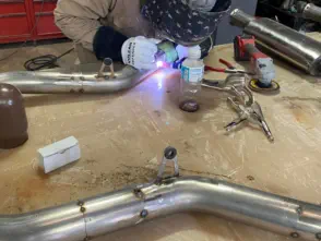 Stainless Exhaust Weld in Progress For Classic Cars