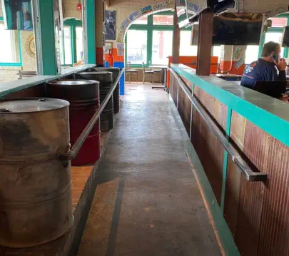 handrail with custom destressed barrels